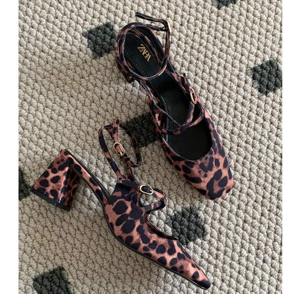 ZARA Leopard Print Mary Jane Block Heels NWT – Animal Print Buckled Strap Shoes - Picture 12 of 16